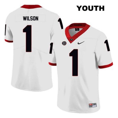 Youth Georgia Bulldogs NCAA #1 Divaad Wilson Nike Stitched White Legend Authentic College Football Jersey LKF2454RG